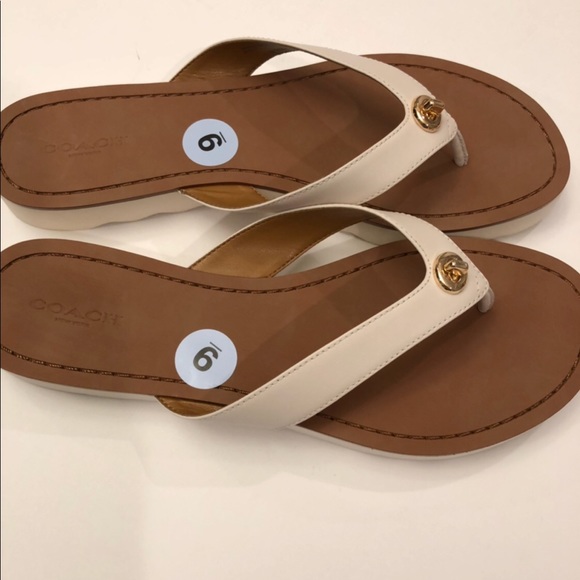 white coach flip flops